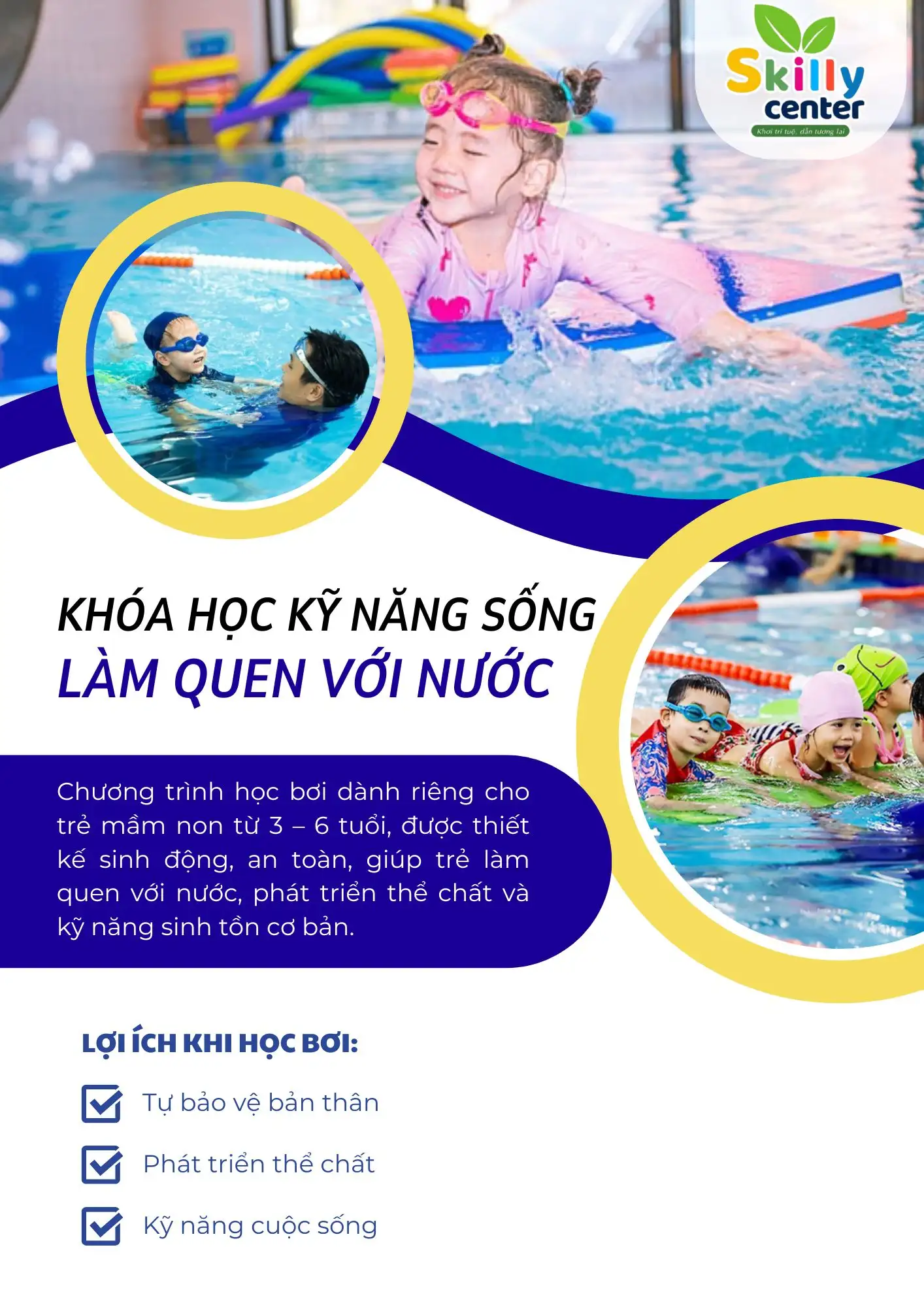 Blue and Yellow Modern Swimming Lessons Flyer